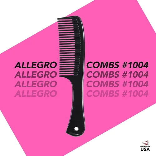 Miniatura 7 de Allegro Comb 1004 Peines desenredantes de dientes anchos para mujeres, estilistas, peine de pelo rizado para hombre, 2 piezas (negro)