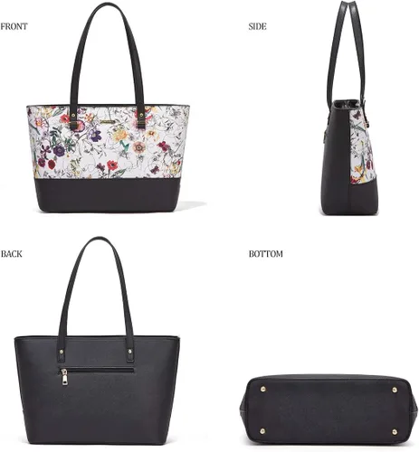 Miniatura 162 de Juego de 4 bolsas modernos para mujer de cuero sintético: bolso tote, bolso de hombro, bolso de mano y cartera.
