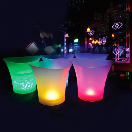 Miniatura 3 de Ochine Cubo de hielo LED para fiesta de vino, 5 L, gran capacidad, 7 cubos de hielo que cambian de color, impermeable, champán, retro, vino, bebida