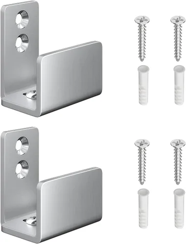 Miniatura 8 de SMARTSTANDARD Guía de piso de puerta de granero ajustable en forma de U, guía inferior flexible para montaje en la pared, material de acero Negro