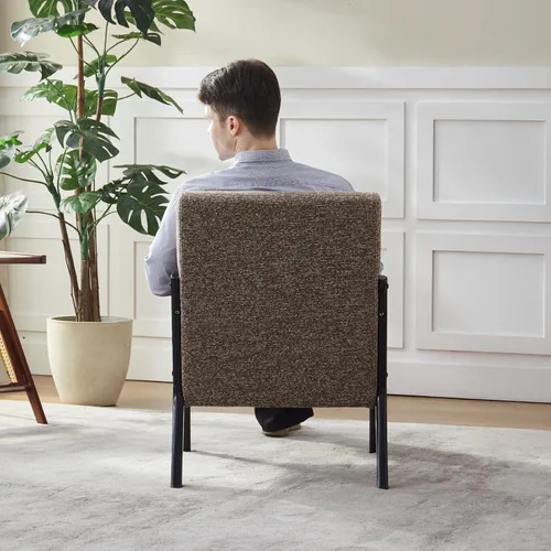Miniatura 8 de Achicsofar Silla decorativa moderna de mediados de siglo con almohada de apoyo lumbar, patas de madera, tapizadas de piel sintética, cómodo cojín