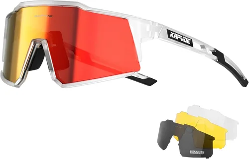 Miniatura 9 de KAPVOE Gafas polarizadas con 1 lente o 4 lentes de protección UV para mujeres y hombres, gafas de sol para ciclismo, marco TR90, para deportes
