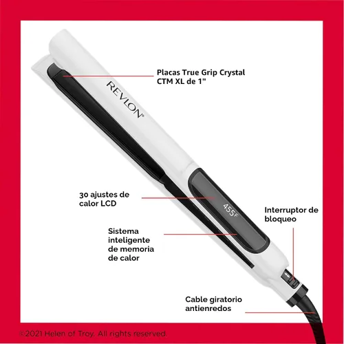 Miniatura 4 de REVLON Crystal C + plancha digital de cerámica para el cabello, brillo de larga duración y menos encrespamiento, (1 pulgada)
