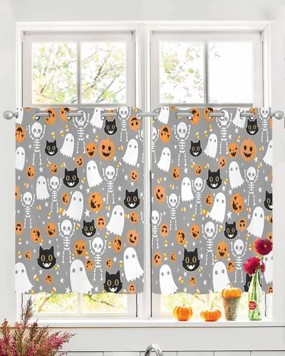 Miniatura 11 de Cortinas traslúcidas históricas africanas de 39 pulgadas de largo, juego de 2 paneles de cortinas para cocina, dormitorio, sala de estar, puerta