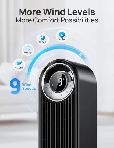 Miniatura 3 de Dreo - Ventiladores inteligentes de torre para el hogar, ventilador oscilante de 90° para dormitorio, control de voz, temporizador de 12H