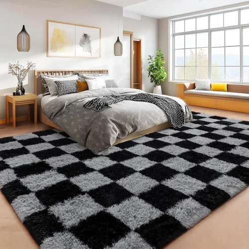 Miniatura 106 de Alfombras de área de 8x10 para sala de estar, alfombra shaggy grande ultra suave y esponjosa para dormitorio, alfombras de felpa mullida Blanco crema