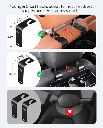 Miniatura 6 de Benlari Organizador de asiento trasero para reposacabezas de automóvil con portavasos de 3.7 pulgadas, organizador de respaldo de asiento 3 en 1