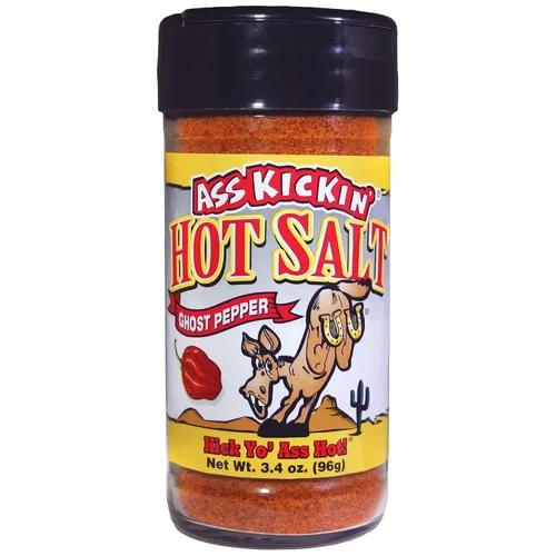 ASS KICKIN' Sal picante picante de pimienta fantasma, tarro agitador de 3.4 onzas, sal saborizada perfecta para condimentos de palomitas de maíz,