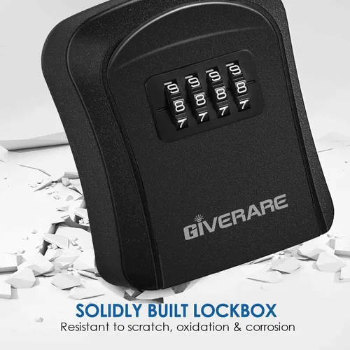 Miniatura 5 de GIVERARE Caja de Seguridad para Llaves con Combinación, Caja de Bloqueo de 4 Dígitos para Montar en Pared, Ocultador de Llaves Impermeable