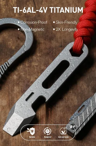 Miniatura 9 de KEEPO LINK Barra de palanca EDC de titanio multiherramienta, herramienta de llavero de palanca 4 en 1 con abrebotellas, llave hexagonal y regla de 5