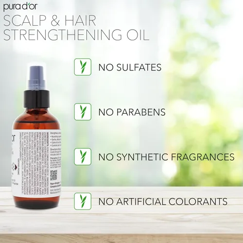 Miniatura 5 de PURA D'OR Aceite para fortalecer el cuero cabelludo y el cabello (3.3 onzas x 2 = 6.6 onzas) soporta un crecimiento óptimo, reduce la rotura, nutre