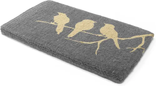 Miniatura 3 de Fab Habitat Felpudo extra grueso, tejido a mano, duradero, fibra de coco natural, entrada, puerta delantera, porche, patio, pájaros en rama, gris