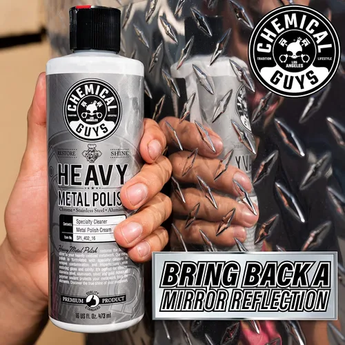 Miniatura 2 de Chemical Guys, Heavy Metal Polish SPI_402_16 - Abrillantador pesado restaurador y protector para metales (16 oz) y toallas de microfibra de grado