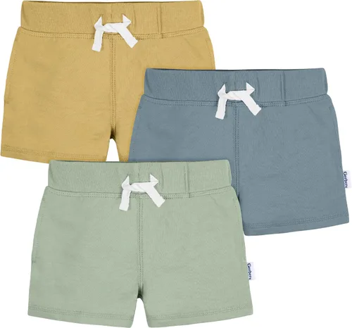 Gerber Paquete de 3 pantalones cortos de punto sin cierre para bebés y niños pequeños, multicolor, Varios colores