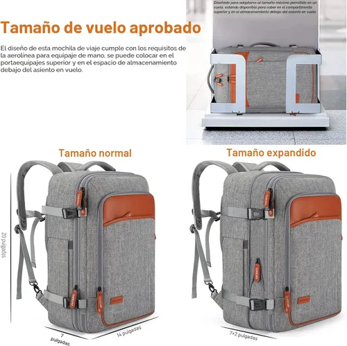Miniatura 2 de Lumesner Mochilas de viaje de mano, extra grandes de 40 litros aprobadas para vuelos para hombres y mujeres, mochila de maleta expandible, Grande