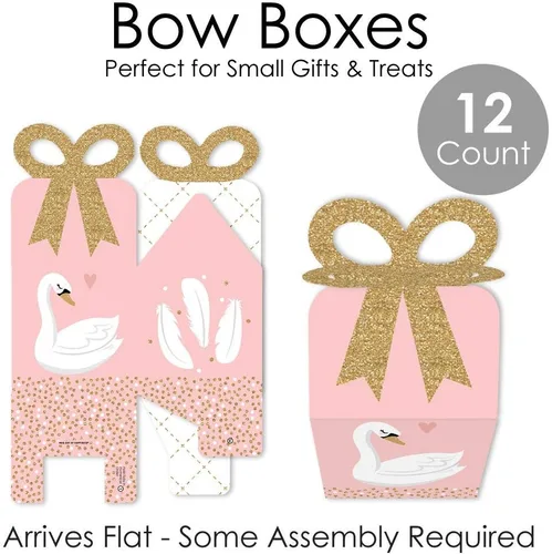 Miniatura 5 de Big Dot of Happiness Swan Soiree - Cajas de regalo cuadradas - Cajas de lazo de cisne blanco para baby shower o fiesta de cumpleaños - Juego de 12