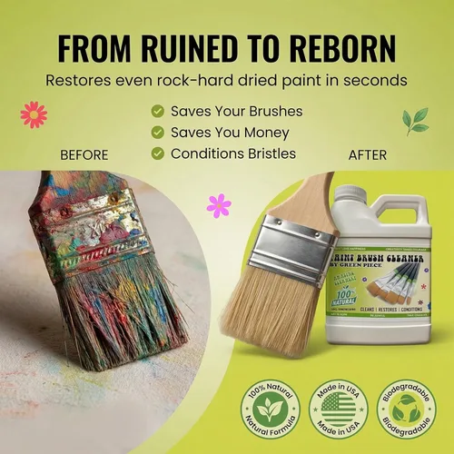 Miniatura 3 de Green Piece® Limpiador de pinceles para limpieza de pintura (fabricado en Estados Unidos), funciona en pintura húmeda o seca, acrílico, látex