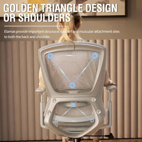 Miniatura 4 de ELABEST T96 - Silla de oficina de malla, silla de escritorio ergonómica para computadora, silla de tarea resistente - Soporte lumbar y reposabrazos