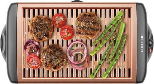 Miniatura 10 de Chefman Parrilla eléctrica para interiores sin humo con superficie de cocción antiadherente y perilla de temperatura ajustable de cálido a abrasador