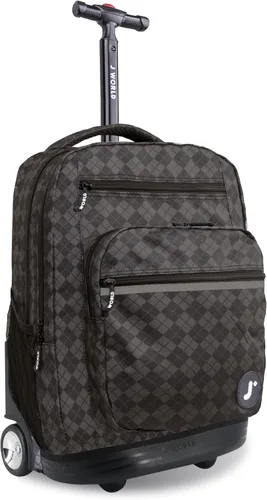 J World Sundance Mochila Rodante para Laptop para Niñas y Niños. Mochila Escolar con Ruedas, Rombos negro, 20 pulgadas