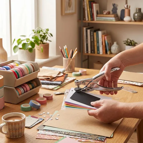 Miniatura 3 de Perforadora de un solo agujero de 1/4 de pulgada, perforadora de papel de 0.276 in con mango de agarre suave, perforadora de mano de un solo agujero