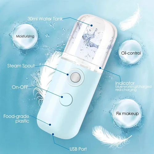 Miniatura 4 de GIVERARE Nano Vaporizador Facial, Mini Vaporizador de Mano, Vaporizador Recargable por USB, Tanque de Agua Visual de 30ml, Hidratante y Humectante