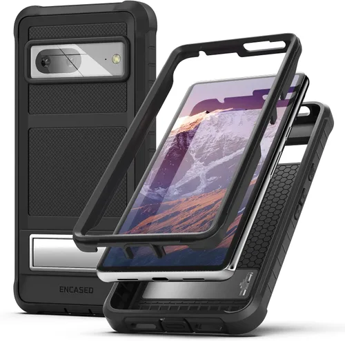 Miniatura 8 de ENCASED Funda con función atril diseñada para Google Pixel 7 [Ultra Protectiva] Funda de cuerpo completo con soporte de metal, color negro