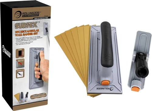 Miniatura 10 de ROLLINGDOG Lijadora de esquina para paneles de yeso, lijadora de mano con papel de lija de malla de óxido de 6 piezas para limpieza y pulido