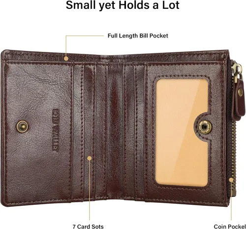Miniatura 4 de Lavemi Ultra Thin Small Compact Leather Womens Wallets RFID Blocking Credit Card Holder for Women