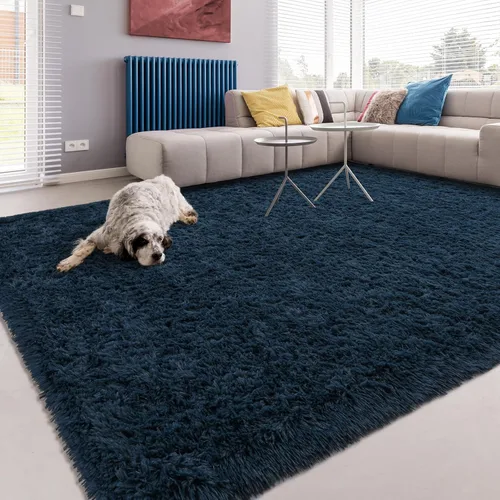 Miniatura 56 de Alfombra de área Softlife para sala de estar, alfombra lanuda mullida y esponjosa de 6 x 9 pies en color azul para dormitorio de niñas y niños, Azul