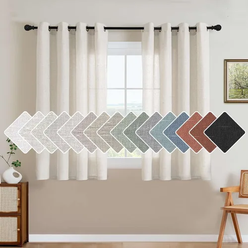 Miniatura 41 de H.VERSAILTEX Elegant - Cortinas texturizadas de lino natural mezclado con eficiencia energética, filtrado de luz, con ojales de níquel