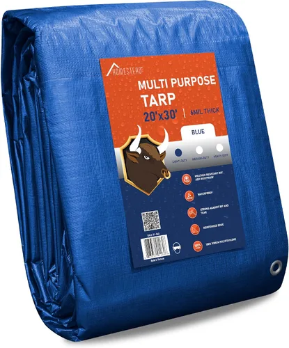 Miniatura 12 de Olympia Tools - Lona ligera de 0.236 in con ojales de metal y bordes reforzados, lona impermeable y resistente a los rayos UV, color azul, 8 x 10