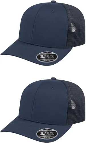 Miniatura 58 de Cap America i8502 Flexfit 110 Premium - Gorra de camionero de perfil medio con 6 paneles de malla trasera con protección UV y cierre ajustable Azul