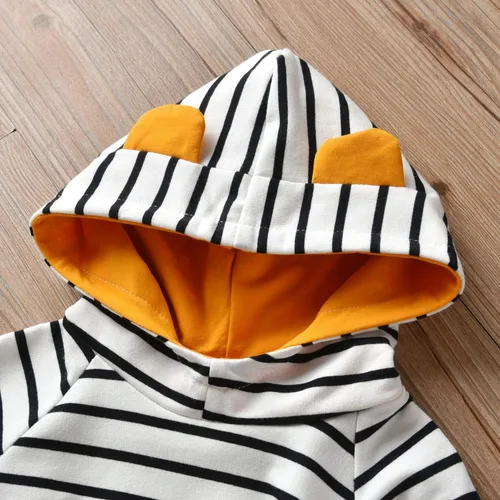 Miniatura 3 de Conjunto de sudadera con capucha de manga larga a rayas para bebé (niño) de Rebey