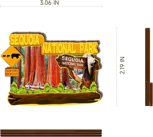 Miniatura 3 de Imán de madera del Parque Nacional Sequoia de los Estados Unidos, imanes de nevera 3D, recuerdos coleccionables, decoraciones hechas a mano