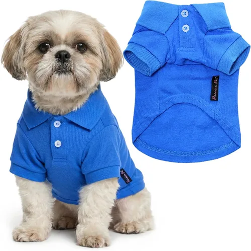 Miniatura 44 de Parisian Pet Polo para perro – Camisa de algodón transpirable en amarillo sólido – Ropa de verano tipo pullover con cuello abotonado para perros