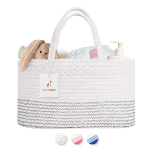 Miniatura 16 de Organizador de pañales de bebé pequeño de lujo – Cubo de almacenamiento para niños y niñas – Bolsa grande y organizador de vehículo con inserciones