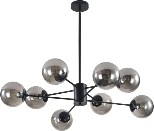 Miniatura 13 de KCO Lighting Modern - Lámpara de araña Sputnik de 6 luces con globo de vidrio transparente, lámpara colgante de techo ajustable de mediados de 6