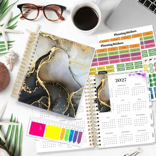 Miniatura 9 de Agenda 2026-2027, agenda académica grande de 18 meses diaria semanal y mensual, agenda anual de enero de 2026 a junio de 2027, 7.9" x 9.8", pestañas