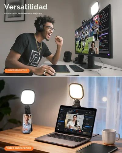 Miniatura 3 de Anillo de luz mejorado para laptop, monitor y escritorio: luz LED difusa para computadora con clip seguro para pantalla, soporte de monitor