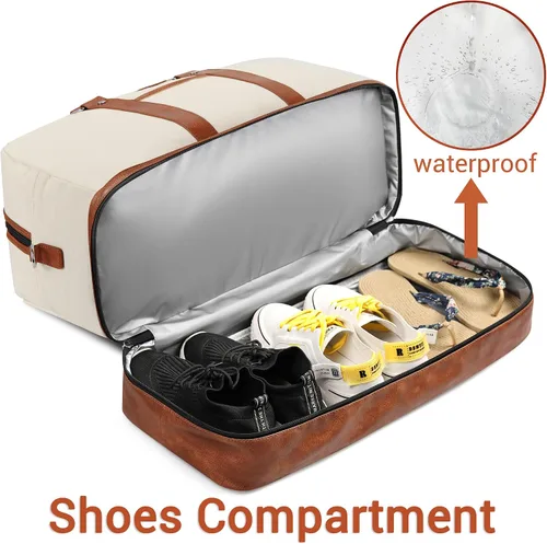 Miniatura 2 de IBFUN Bolsas de fin de semana para mujer, bolsa grande de lona para viaje, bolsa de viaje con compartimento para zapatos, 21 pulgadas, juego de 3