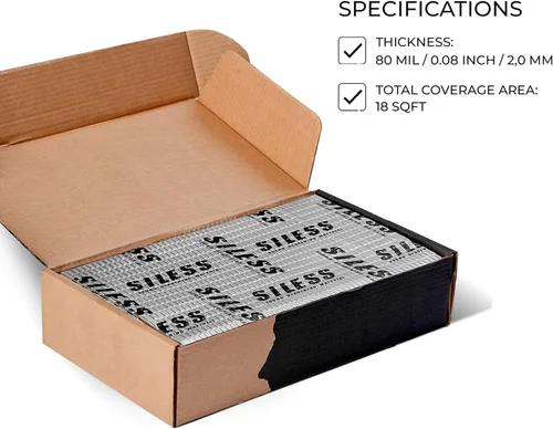 Miniatura 3 de Siless Alfombrilla amortiguadora de sonido de coche de 80 mil (0.079 in) y 18 pies cuadrados (18.3 ft²) - Amortiguador de sonido automotriz