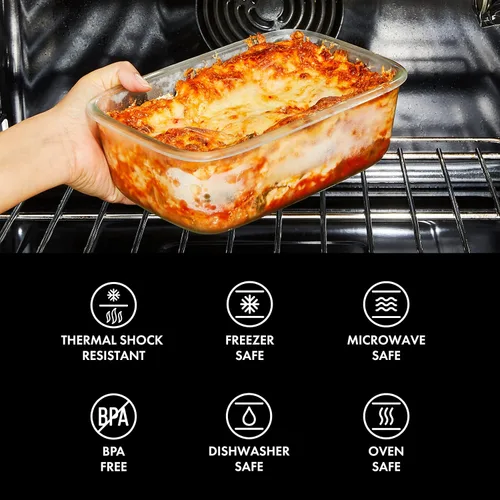 Miniatura 4 de OXO Good Grips Recipiente de Almacenamiento de Alimentos de Vidrio Rectangular con Sello Inteligente de 3.5 Tazas, Transparente (Paquete de 2)