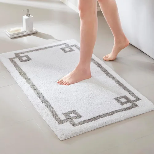 Miniatura 16 de Madison Park Evan Alfombra de Baño de Algodón con Mechones Lavable, Alfombras de Baño Sólidas de Lujo, 20" x 30", Gris