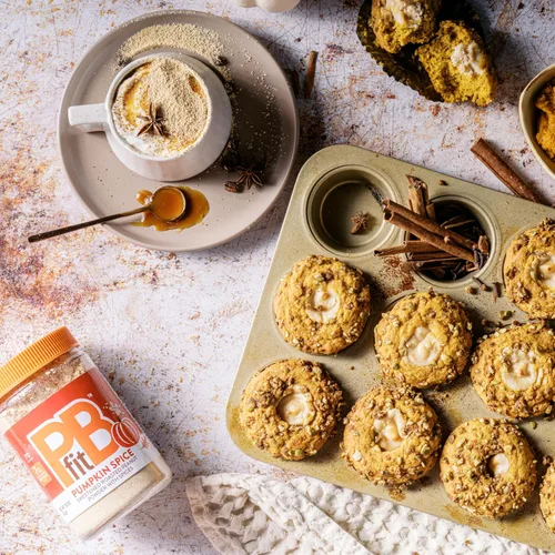 Miniatura 5 de PBfit Polvo de mantequilla de maní con sabor a calabaza especiada de 15 onzas, untado de mantequilla de maní en polvo de maní asado real, 7 g