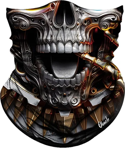 Miniatura 40 de Obacle Bandana máscara facial cuello polaina tubo máscara hombres mujeres para protección solar contra el polvo Bandera de calavera blanca y negra