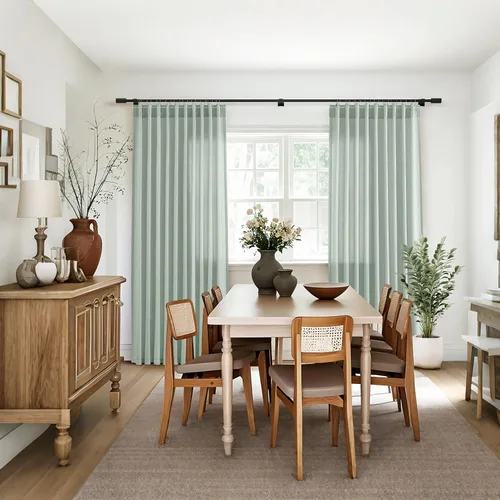 Miniatura 7 de Cortinas de Lino Verde Aguamarina con Trabillas Traseras de 84 Pulgadas de Largo para Sala de Estar, 2 Paneles con Bolsillo, Cortina Filtrante