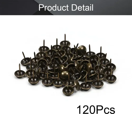 Miniatura 4 de MroMax 120 tachuelas de clavos para tapicería de 0.47 pulgadas de diámetro, hierro de estilo vintage, de metal, redondos, de 0.67 pulgadas de altura