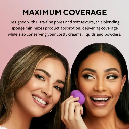 Miniatura 7 de UVé Beauty Sponge - Licuadora de maquillaje, paquete de 3, esponjas de maquillaje violeta para mezclar bases, polvos y cremas, el aplicador Paquete