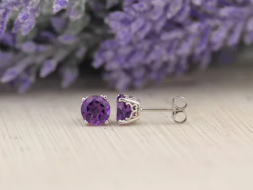 Miniatura 6 de Aretes de oro blanco macizo de 14 quilates, 0.236 in redondos cada uno
